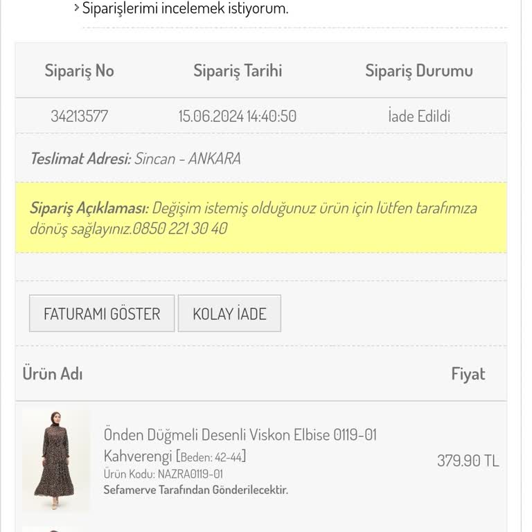 Sefamerve İade Yapılmadı 1 Aydır