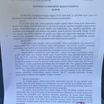 Türkiye Sigorta Kusur Oranının Düzeltilememesi Ve Yetersiz Müşteri Hizmetleri