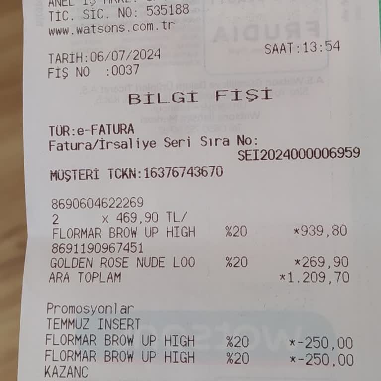 Watsons Hala E Arşiv Faturamı Bana İletmedi