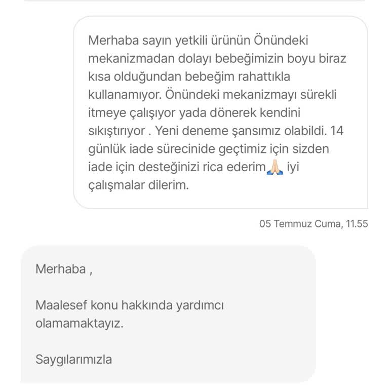 Hepsiburada Cybex Türkiye Firmanın İade Süresini 14 Gün De Kısıtlı Tutması