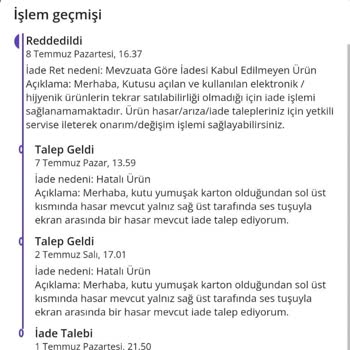 N11 Ayıplı Ürün İade Reddi Hk.