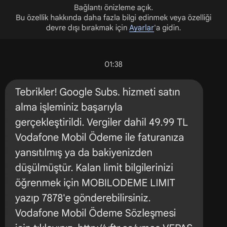 Vodafone Google Subs Aboneliği İptal Ekmek İstiyorum