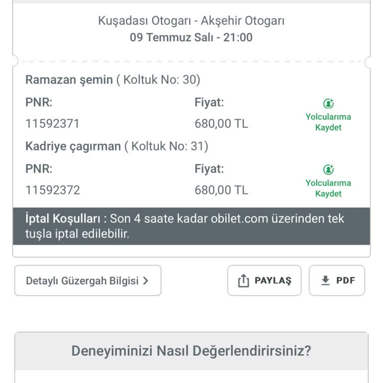 Obilet Ücret İadesi İstiyorum