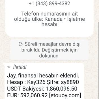 Usdtzad.com Bilinmeyen Kaynaktan Gelen Şüpheli Mesaj Hakkında Yardım Talebi