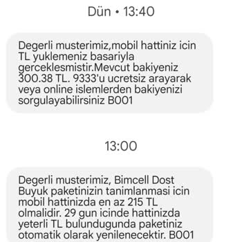 Bimcell Paket Yenilemek İçin 300,38 TL Bir Günde Yok Etti.