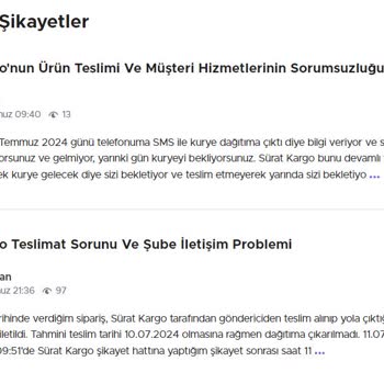 Sürat Kargo İmsan Şube Kargomu Getirmiyor.