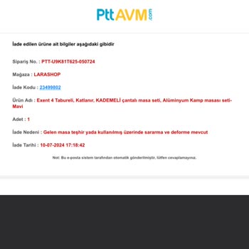 PttAVM Deforme Ürün Ve Yetersiz Müşteri Hizmetleri