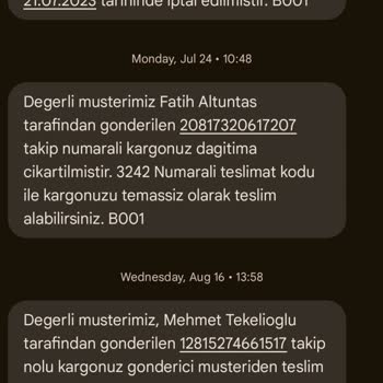 Sürat Kargo Başkalarına Ait Kargo Mesajları Bana Geliyor