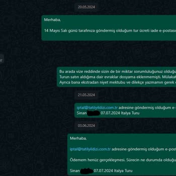 Tatil Yıldızı İptal Edilen Turun Geri Ödemesini Yapmıyor