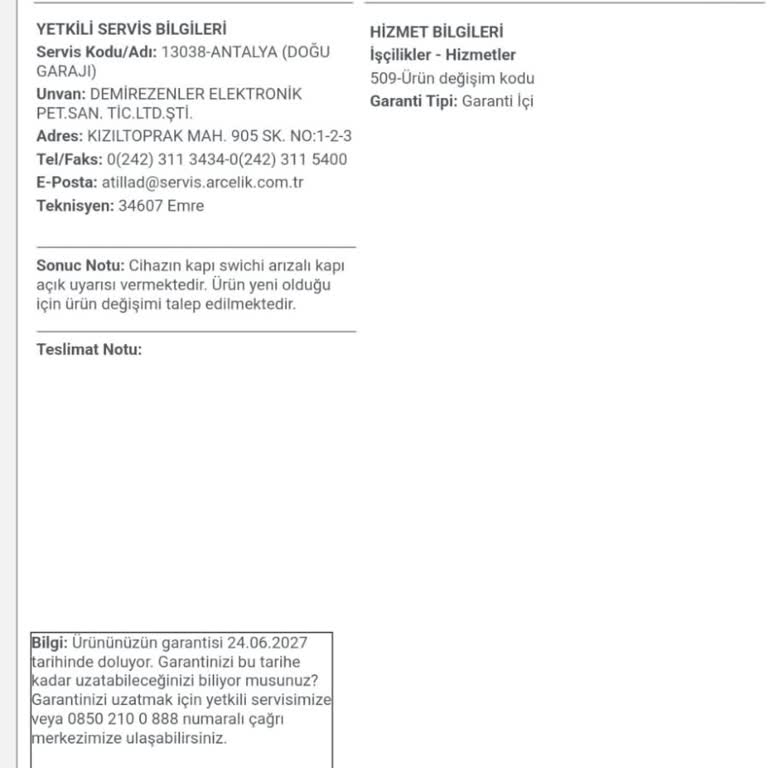 Arçelik Teknik Servis Umursamazlığı