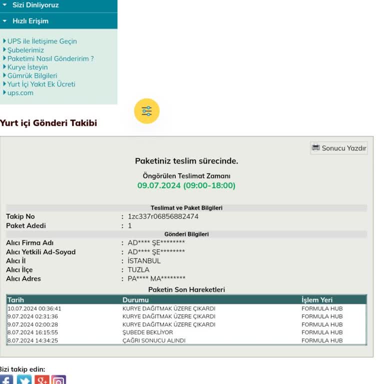 UPS Türkiye 5 Gündür Teslimatı Yapmıyor Ve Herhangi Bir Açıklama Yok