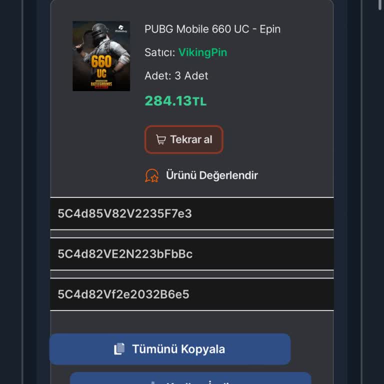 PUBG (Pubgmobile.com) Viking Pin'den Aldığım Ürün Hala Hesabıma Gelmedi!