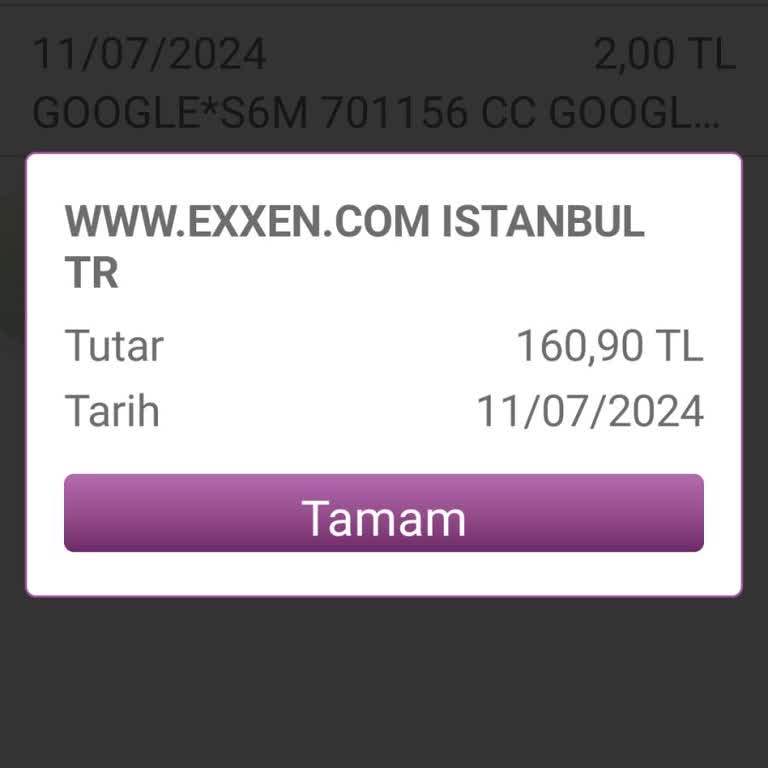 Www.exxen.com İstanbul Kredi Kartından Kişiden Habersiz Çekim Yapıyor.