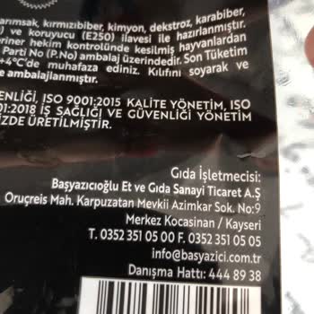 Başyazıcı Sucuk Dana Etinden Yapılmamış