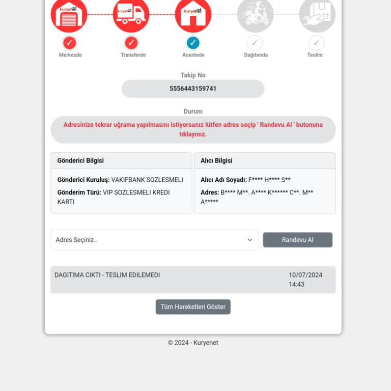 Kuryenet Kredi Kartımı Teslim Edemedi, Muhatap Yok