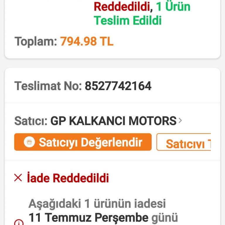 Trendyol Ürün İadesini Kabul Etmiyor.