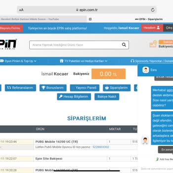 Epin.com.tr Sitesi PUBG Uc Teslimatı Yapmıyor