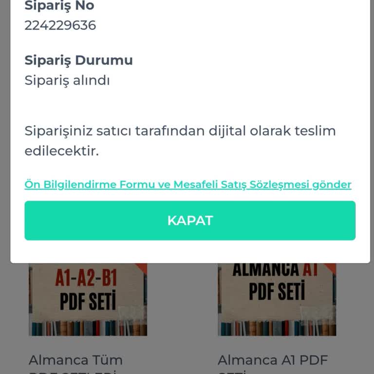 Shopier Almanca Otağ Ürününün Satın Alınmasına Rağmen Gönderilmemesi