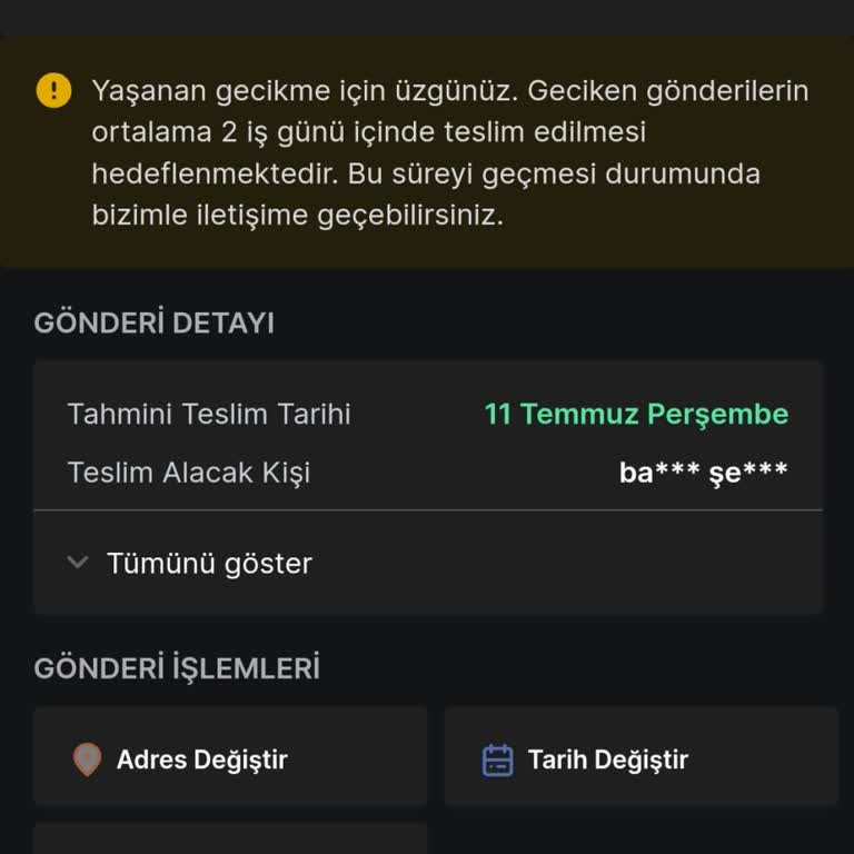 Trendyol Expres Kargo Teslimatı Gecikmesi