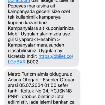 Metro Turizm İade Edilmeyen Ücret Ve Ulaşılamayan Müşteri Hizmetleri