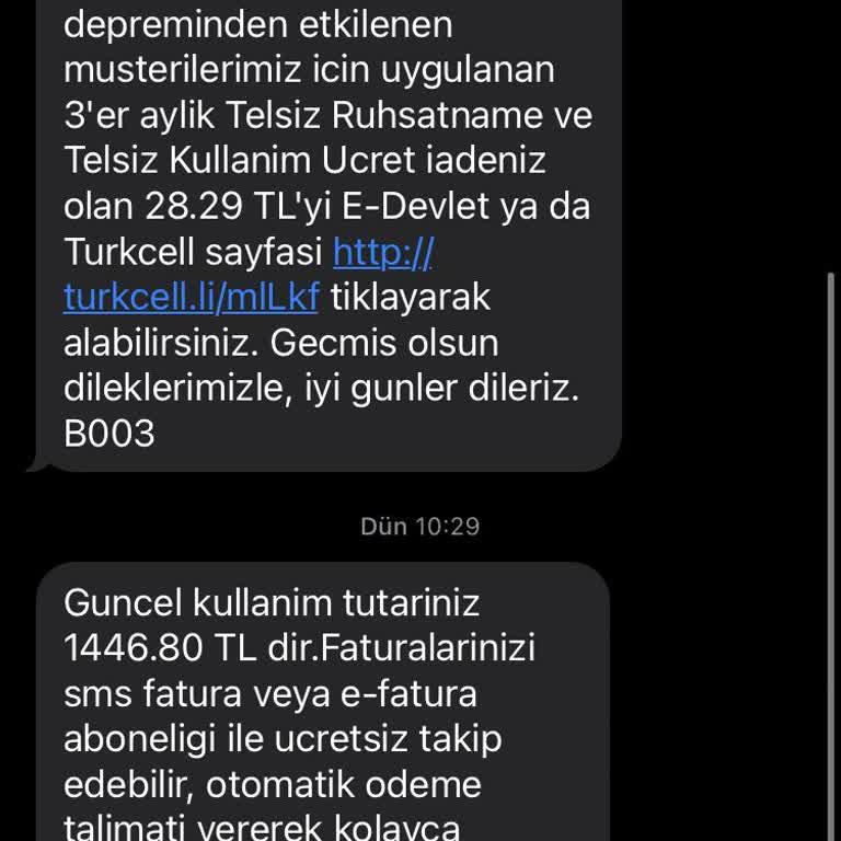 Turkcell'den Gelen Ne İdüğü Belirsiz Borç SMS'i