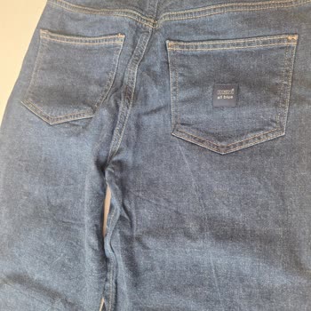 Mavi Kot Pantolon Beyaz Çizgi