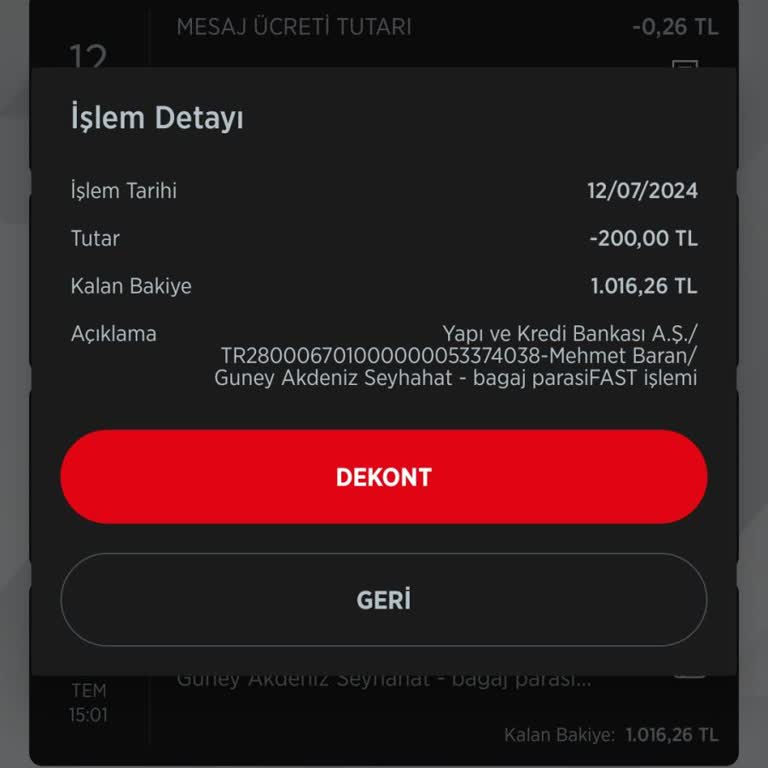 Güney Akdeniz Seyahat Bagaj Parasının Alınması