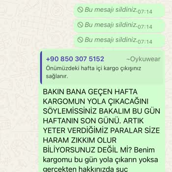 Öyküwear Kargomu Göndermiyor