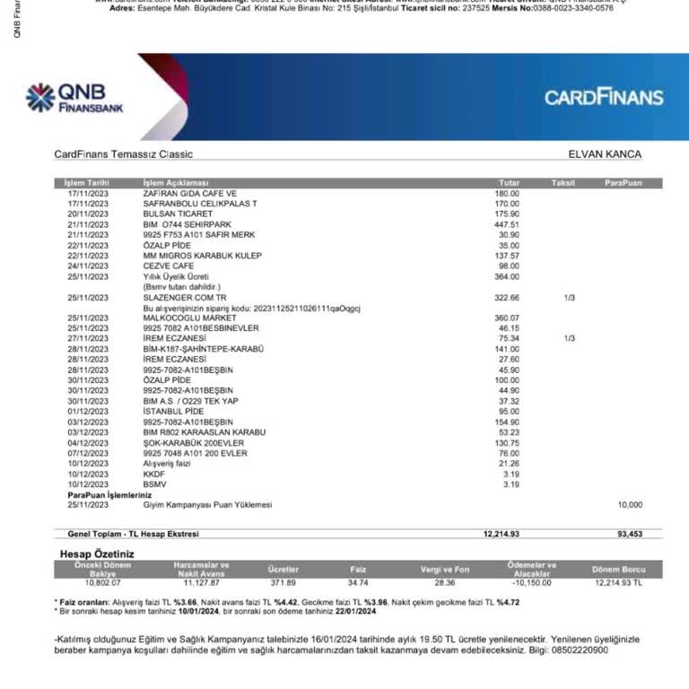 QNB Finansbank Kredi Kartı Yıllık Üyelik Ücreti İptal Talebi