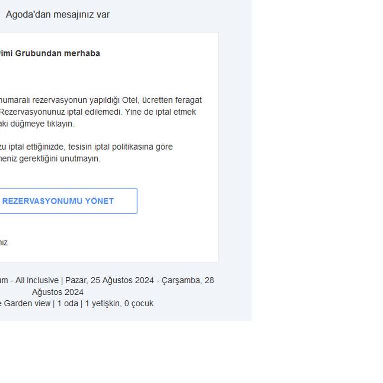 Agoda.com Rezervasyon Güncellemeyi Yapamadım