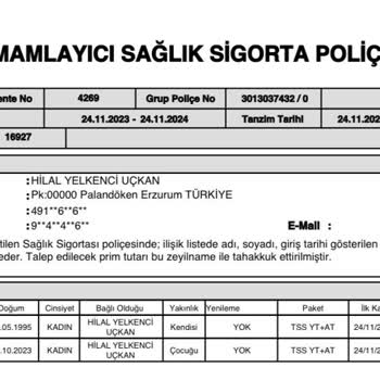 Türkiye Sigorta Kullandırılmayan Hediye Check-up