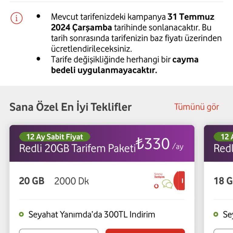 Vodafone Fahiş Paket Fiyat Artışı