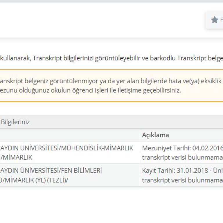 İstanbul Aydın Üniversitesi Transkriptim E Devlette Yüklü Değil