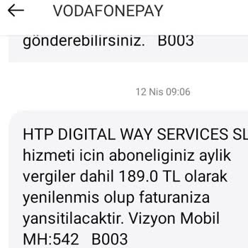 Vodafone Htp Digital Way Services Sl Hizmetinin Para İadesini İstiyorum