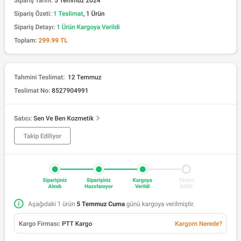 Trendyol'dan Aldığım Ürünü PTT Kargo Teslim Etmedi