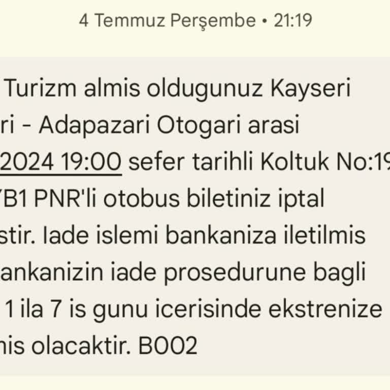 Obilet İade Ücretimi Yatırmadı