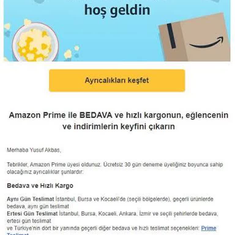 Amazon Prime Aynı Gün Kapında Değil
