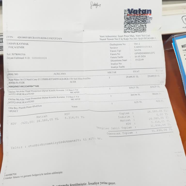 Vatan Bilgisayar Pişmanlık İade Değişim Yok