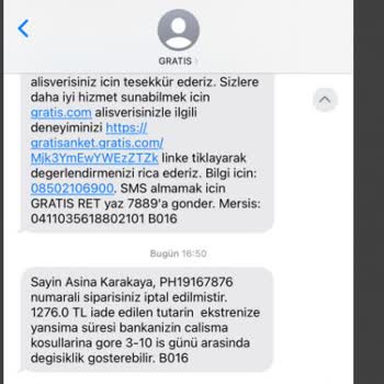 Gratis Online Sipariş İptali Ve Mağduriyet