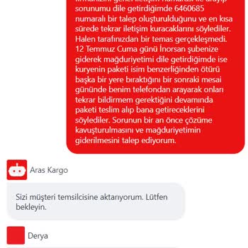 Aras Kargo Kargom Farklı Birisine Teslim Edildi.