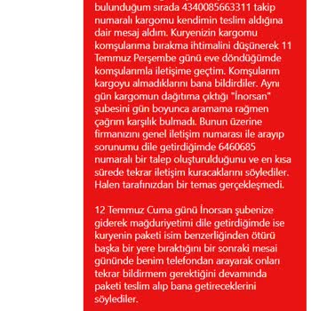 Aras Kargo Kargom Farklı Birisine Teslim Edildi.