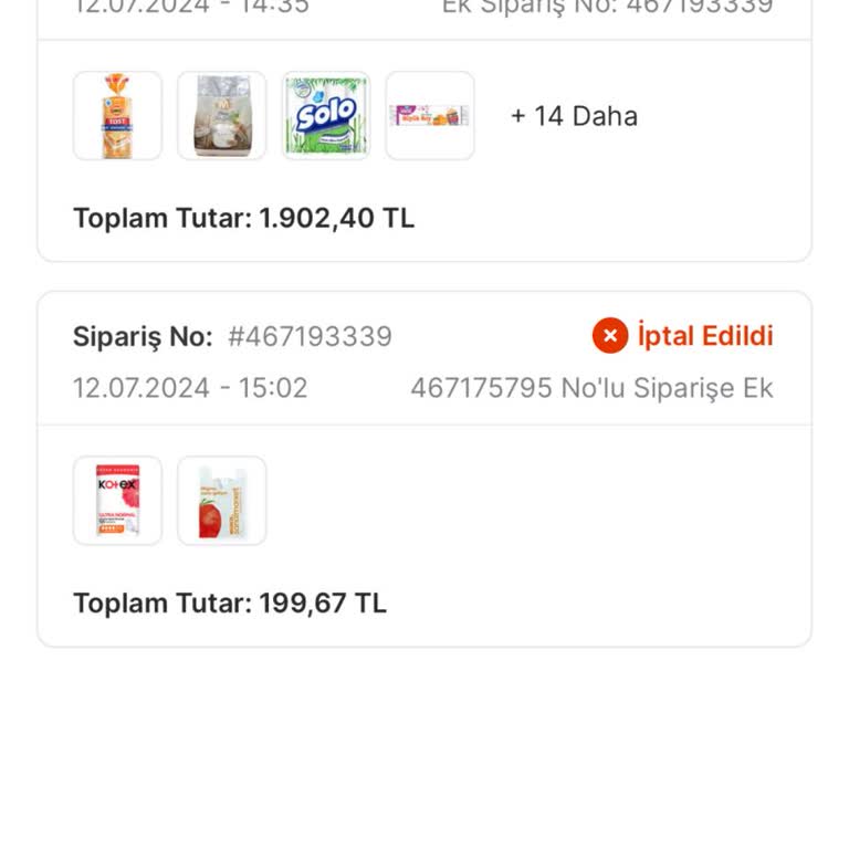 Migros Sanal Market Sipariş İptali