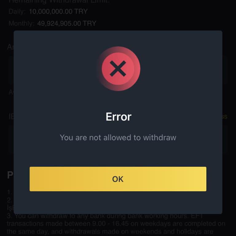 Binance TR Hesap Kısıtlama Bilgi Vermeme