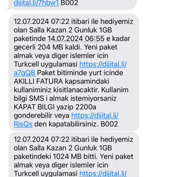 Turkcell Ani İnternet Kullanımı Düşüklüğü