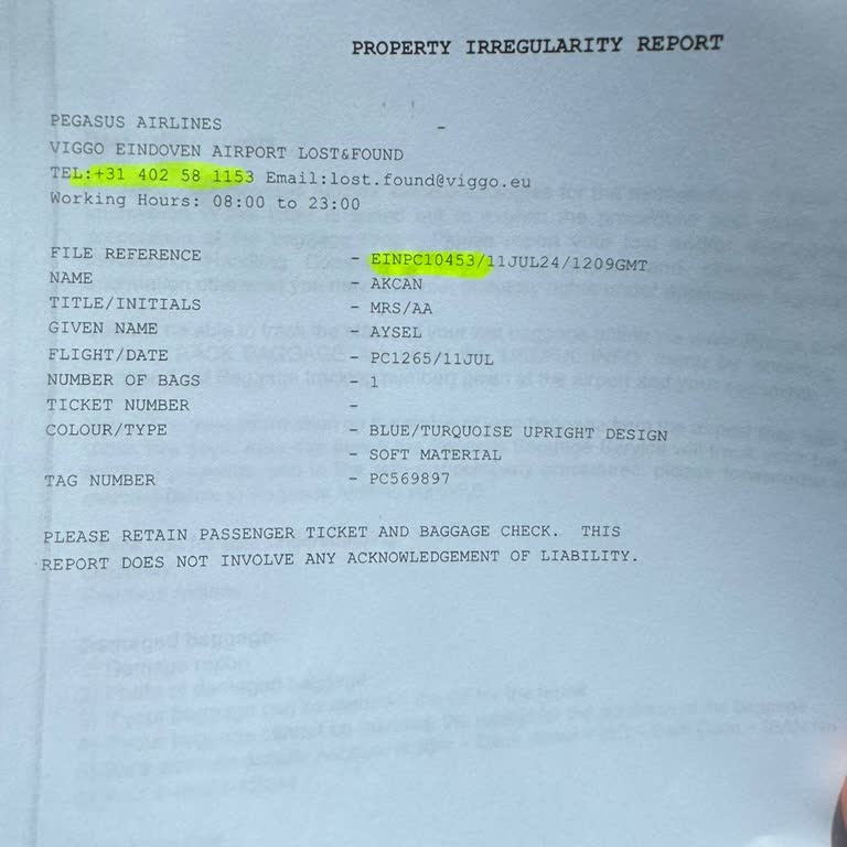 Pegasus Alt Bagajımı Kaybetti