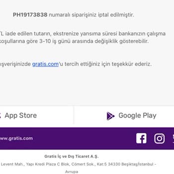Gratis Önce Siparişleri Alıyor Sonra İptal Ediyor