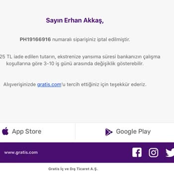 Gratis Önce Siparişleri Alıyor Sonra İptal Ediyor