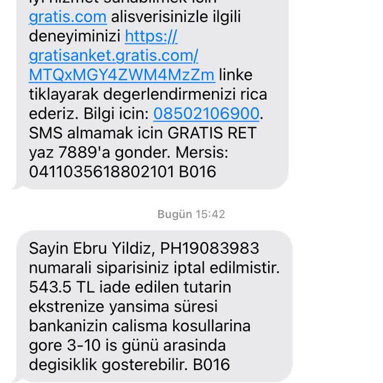 Gratis Bilgim Olmadan Sipariş İptalim Gerçekleşmiş