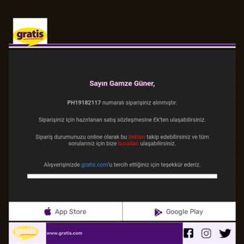 Gratis Sipariş İptal Etti. Muhatap Yok