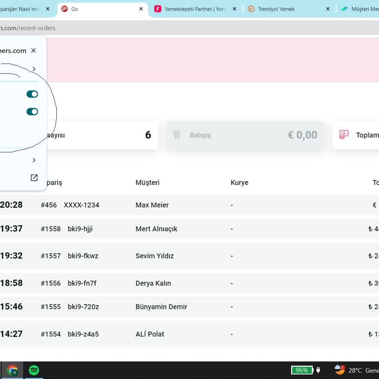 Yemeksepeti Goweb Uygulaması Siparişin Uyarı Zili Çalmaması Ve Otomatik Onaylaması